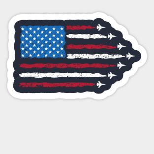 Patriotic Red White Blue USA Flag Fighter Jets Sticker